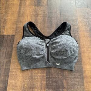 SHEFIT Ultimate Sports Bra Gray Front Zip High Impact Support Size Medium